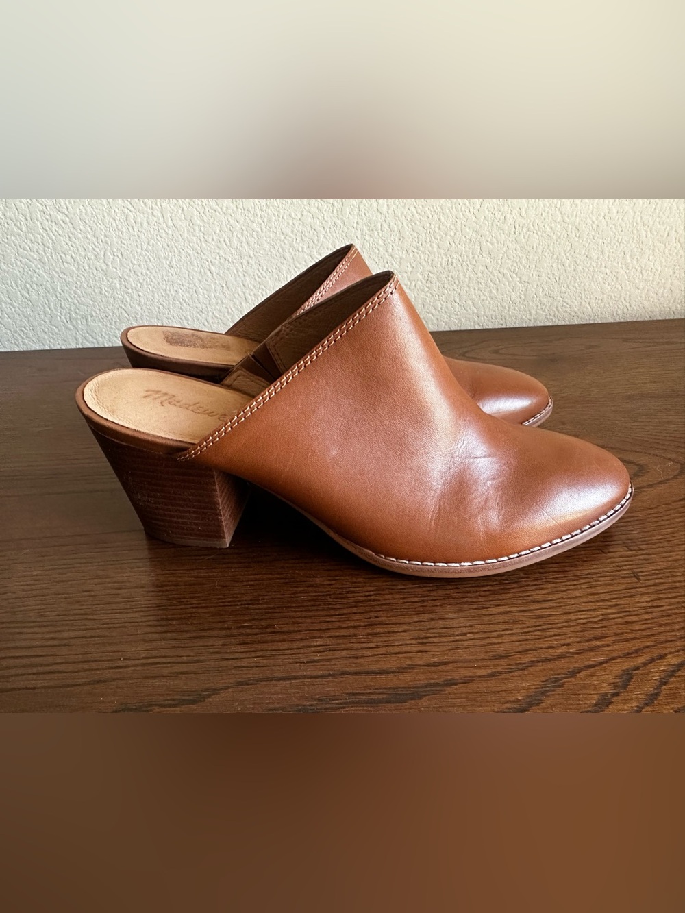 Madewell Tan Leather Slip-On Mule Heels Size 10